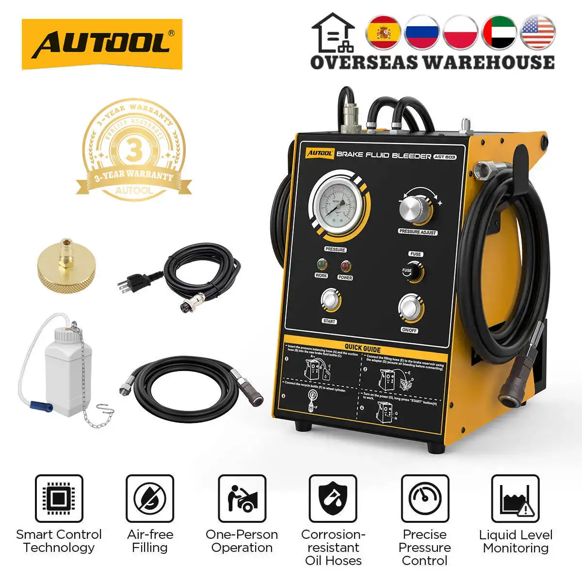 Automotive Brake Fluid Bleeder  AUTOOL AST603 Pumps Brake Oil Exchanger Tool 110V Car Brake Fast Extractor For Vehicles