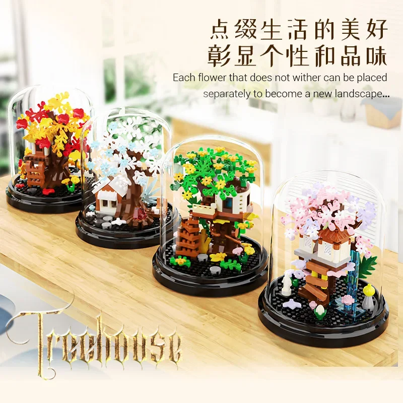 Flower Constructor Blocks Home Decoration Flowers Model Building Blocks Toys Assembly Toy Birthday Gift for Children Girls Adult