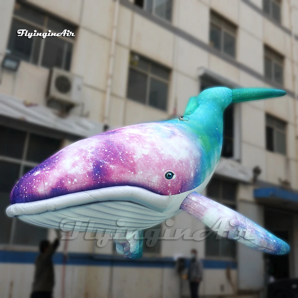 Personalized Hanging Lighting Inflatable Whale Sea Animal Mascot 3m/4m Air Blown Whale Balloon For Club Party Decoration