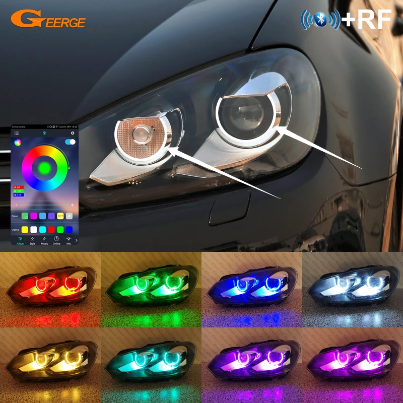 Dla VOLKSWAGEN VW GOLF GTI MK VI 6 MK6 RF Remote Bluetooth-Compatible APP Ultra Bright Multi-Color RGB Led Angel Eyes Halo Rings