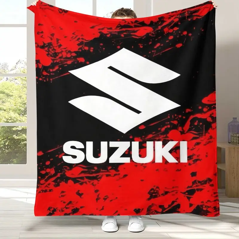 Vintage S-Suzuki Racing Car Soft Flannel Throw Blanket,Cozy Blanket for Bed,Sofa,Living Room,Picnic,Camping,Home Decor Moto