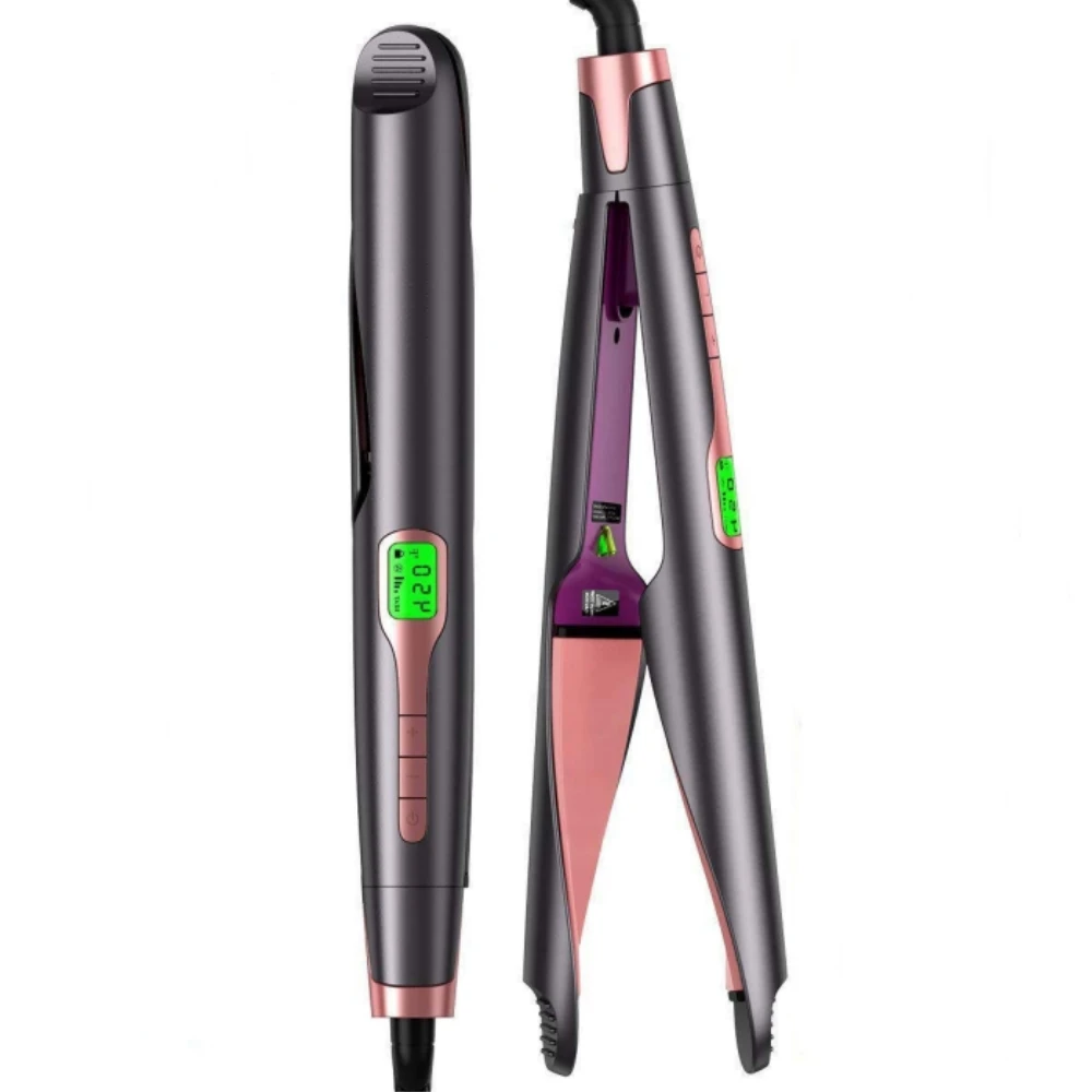Professional 2-in-1 LCD Display Ceramic Hair Curler & Crimping Iron Electric PTC Heater Wholesale for Hotels