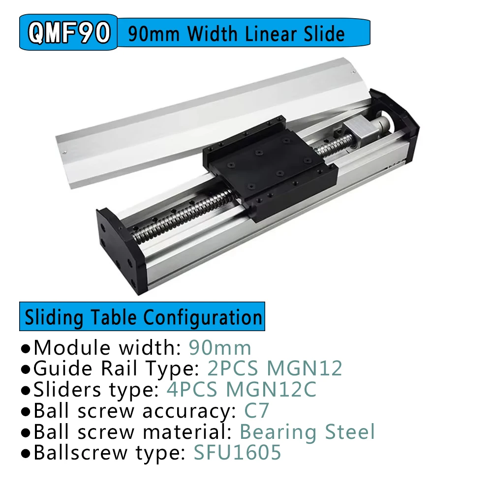 Heavy Duty Fully Enclosed Automations Linear Bearings Dustproof Linear Guide Rails Load 100kg 150mm Width SFU1605/2005/2505
