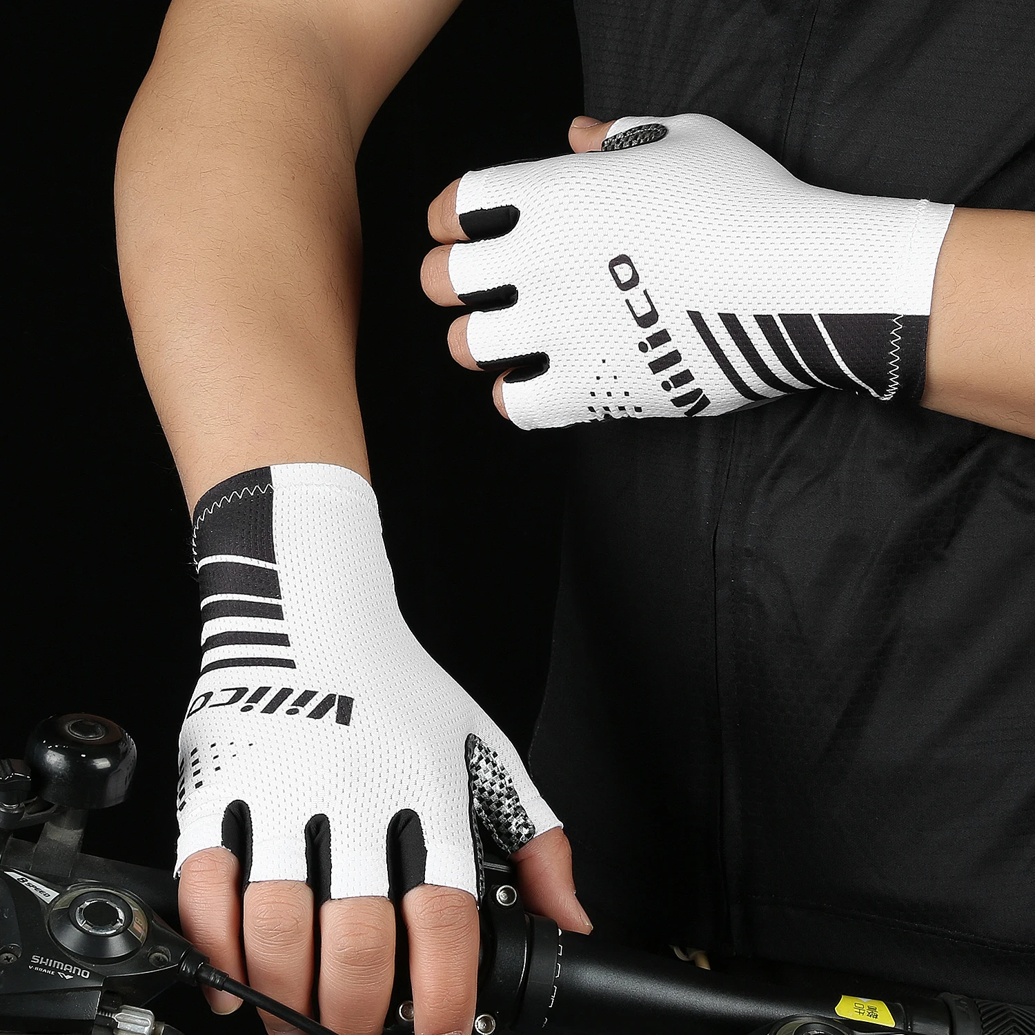 มืออาชีพMTB/ถุงมือจักรยานเสือหมอบ 3Dเจลครึ่งนิ้ว-ระบายอากาศแปนเด็กซ์ดูดซับแรงกระแทกสําหรับขี่จักรยานผู้ชาย/ผู้หญิงออกกําลังกาย