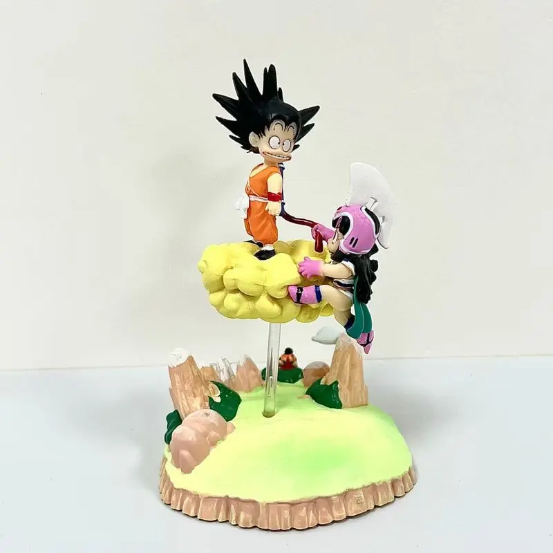 11cm Anime Dragon Ball Figure Son Goku Chichi Scene Anime Model Toy Doll Desktop Ornaments Action Figure Pvc