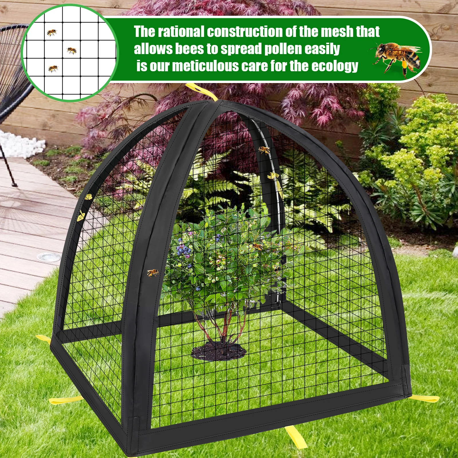 Plant Bird Protection Netting - Fiber Pole Protective Tent, 47in High - 33.5in Wide Plant Protection Cover, Plant Protection Can - view 3