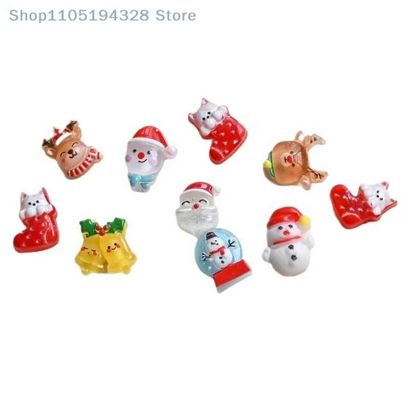 

[MP]50Pcs Cartoon Xmas Sock 3D Resin Nail Charms Santa Claus Snowman Elk Christmas DIY Nail Rhinestones Decoration