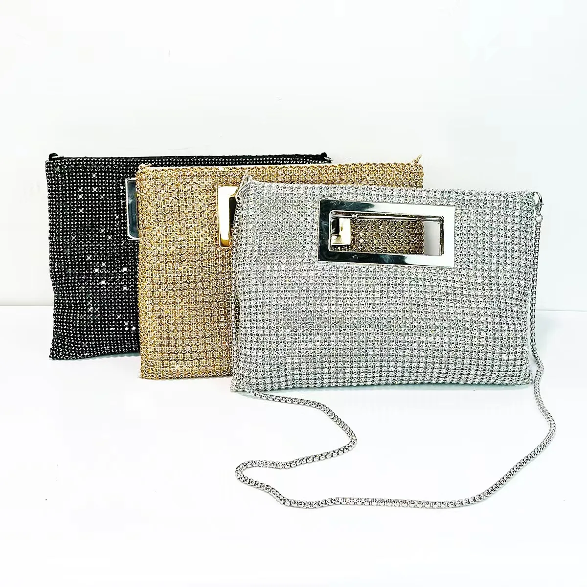 JIOMAY borse glamour per le donne borse Glitter per le donne borsa quadrata con strass pochette leggere per feste