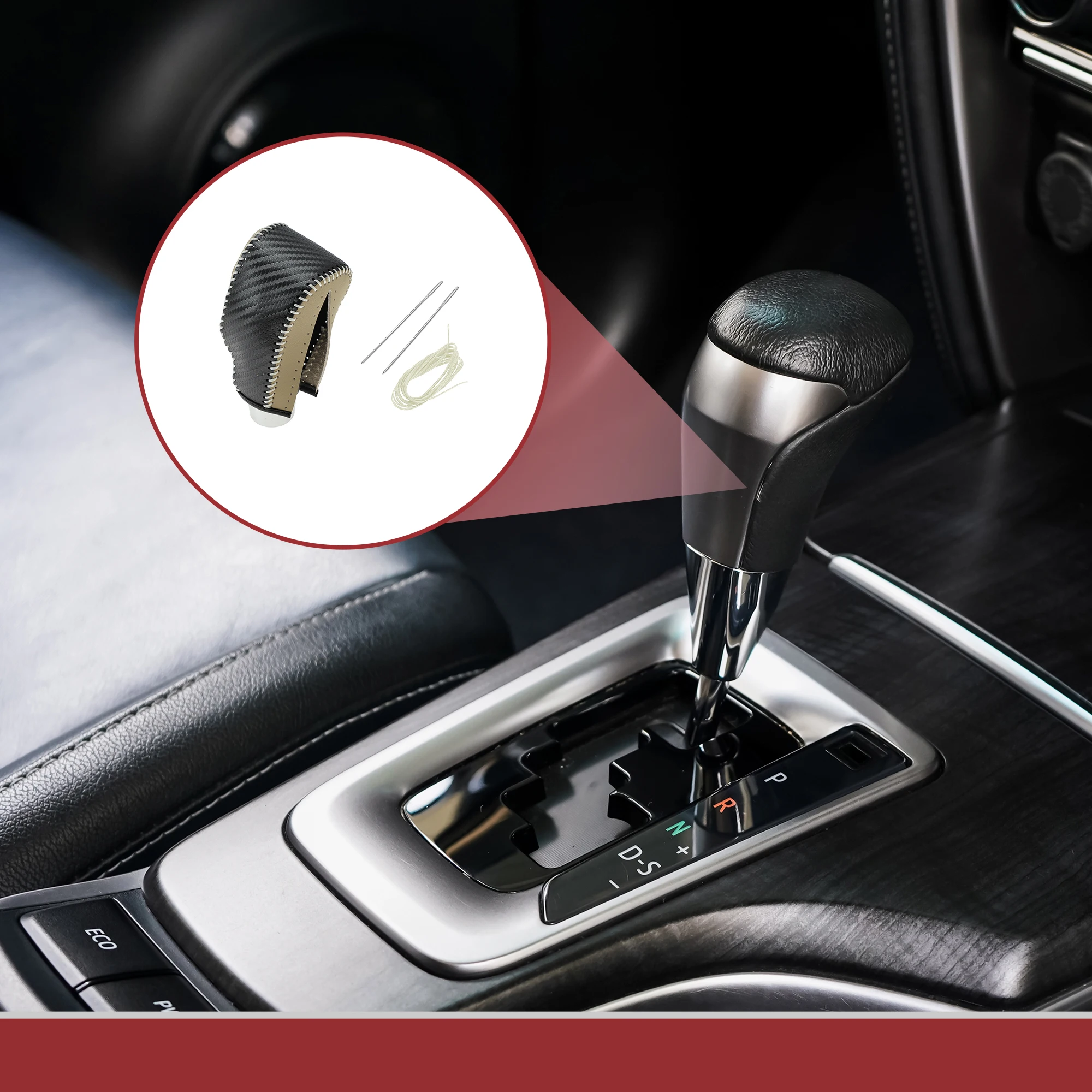 

Motoforti Anti-Slip Gear Shift Knob Cover Stick Shifting Handle Protector for Honda CRV 08-11 Black Beige Faux Leather