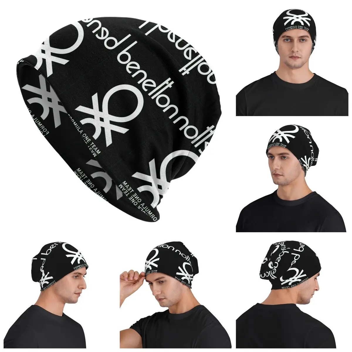 Benetton Formula Team 80s Collection Skullies Beanies Hats Warm Autumn Winter Outdoor Cap Knitted Bonnet Caps for Unisex Adult