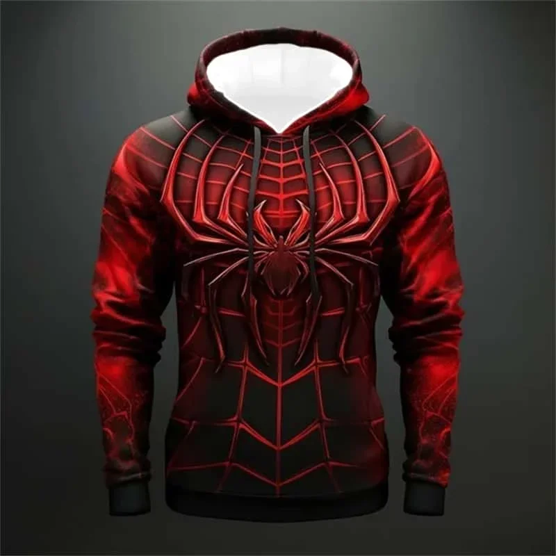 Spider Pattern Men's Fashion Hoodies Long Sleeve Autumn Winter 3D Print Street Hip Hop Sweatshirts 5XL Plus Size Casual Hoodies