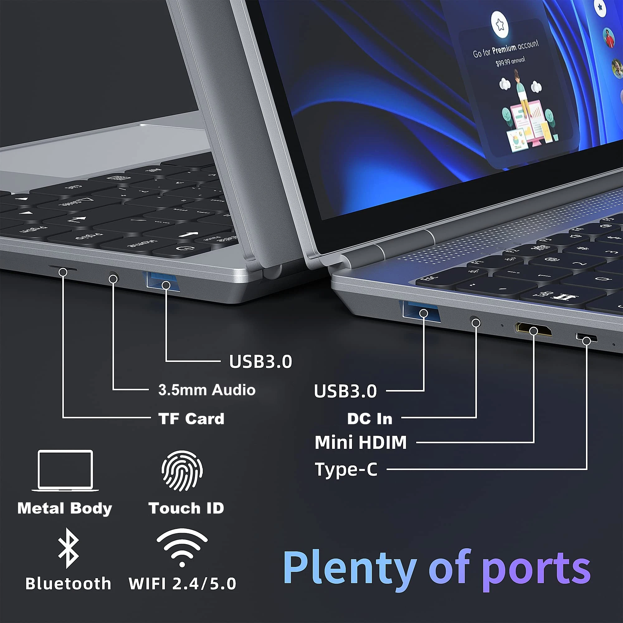 Crelander 4 in 1 Laptop 14 Zoll Touchscreen Celeron N5105 16GB RAM Windows 11 Tablet PC Notebook Computer für Studenten geschäft