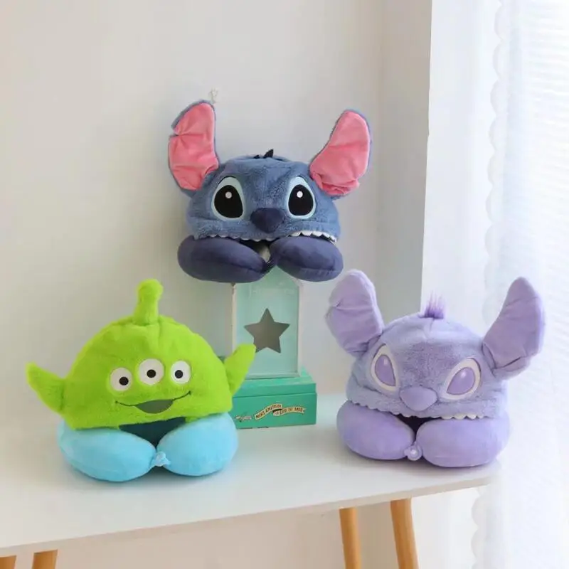 Diseny Cute Stitch Alien U-Shaped Pillow Neck Pillow Cartoon Lunch Break Pillow Neck Pillow Car Airplane Sleeping Travel Pillow