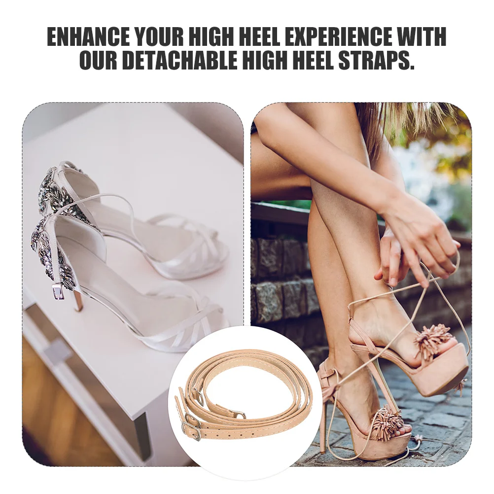 2 أزواج انفصال عالية الكعب الأشرطة المضادة للانزلاق قابل للتعديل أربطة أحذية استبدال الكاحل دعم حزام الملحقات للكعوب فضفاضة