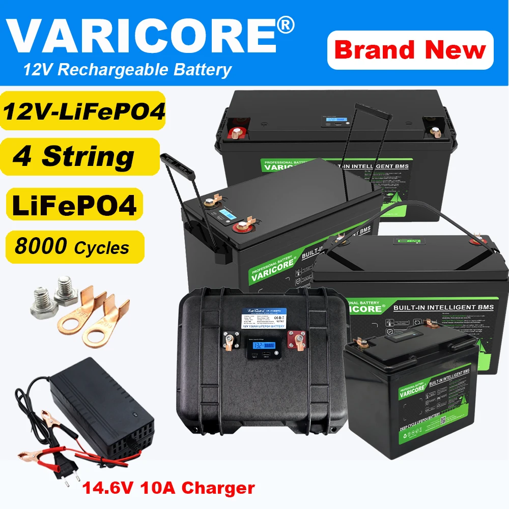 

12V 310Ah 280Ah 200AH 180Ah LiFePO4 Battery 12.8V 4s Lithium 8000 Cycles For Campers Golf Cart Off-Road Solar Wind Tax Free