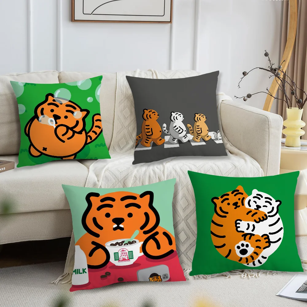 M-MUZIK Cute T-TIGER Pillow Case Living Room Sofa Cushion Cover Suitable For Home Bedroom Room Decoration