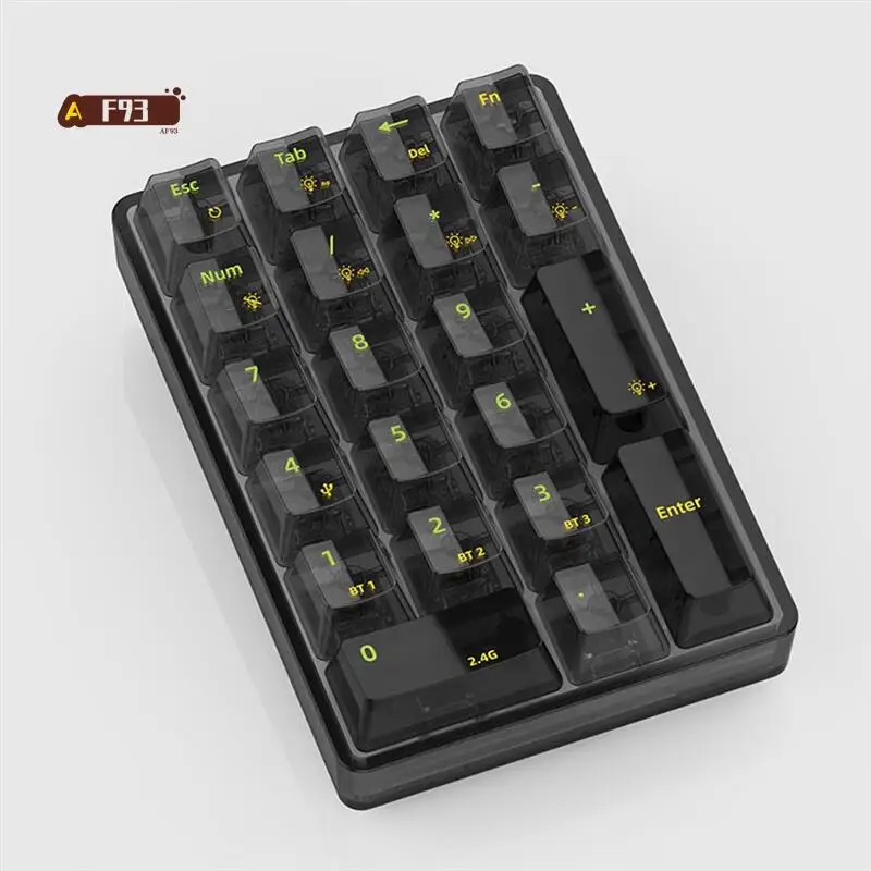 

AF93-K21 Механическая клавиатура Bluetooth с цифровой панелью RGB, 21 клавишами, прозрачная игровая клавиатура для учета Photoshop, цифровая клавиатура
