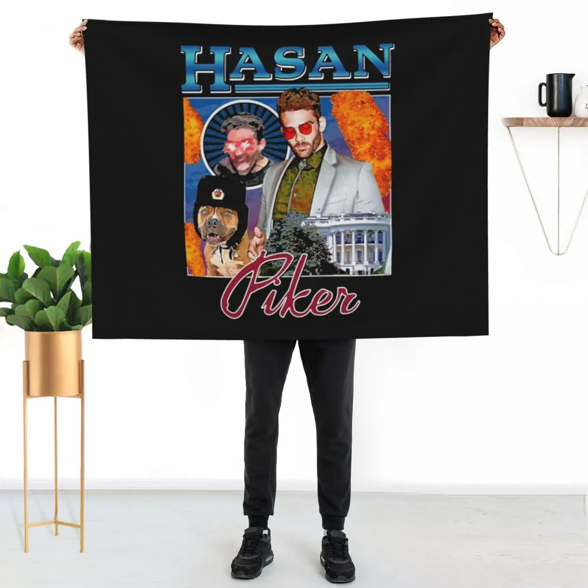 

Vintage Hasan Piker Journalist Awesome Game Throw Blanket Warm Flannel Blanket for Couch Chair Bedroom