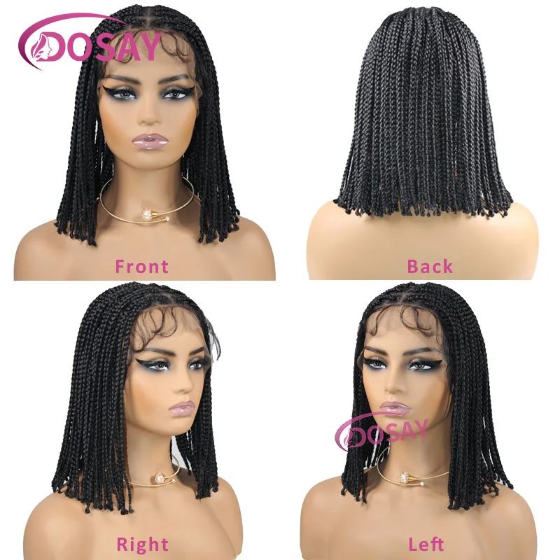 Kurze Bob Braid Perücken mit Babyhaar volle Spitze geflochtene Perücken knoten lose Twist geflochtene Perücken für schwarze Frauen synthetische Perücke 10-12 Zoll