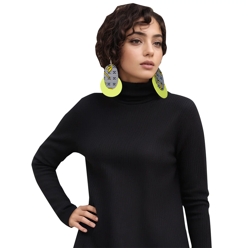 

Boho Chic African Print Earrings for Women Accessories Jewelry Hoop Earrings Handmade Ankara Hook Dangle Earring Wyb947