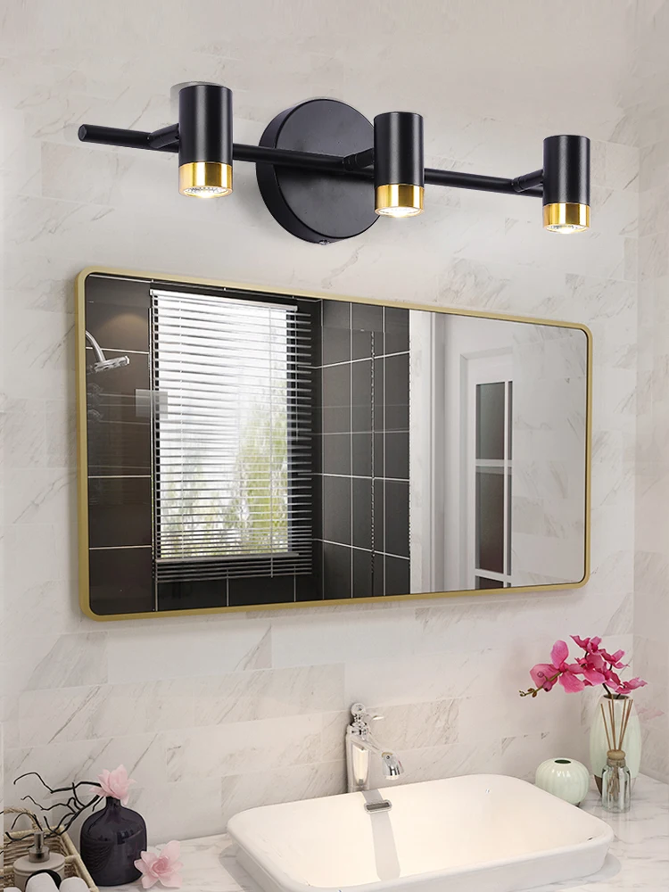 Mirror headlight Bathroom led mirror light retro Nordic Waterproof mirror cabinet Bathroom light wall lamp black