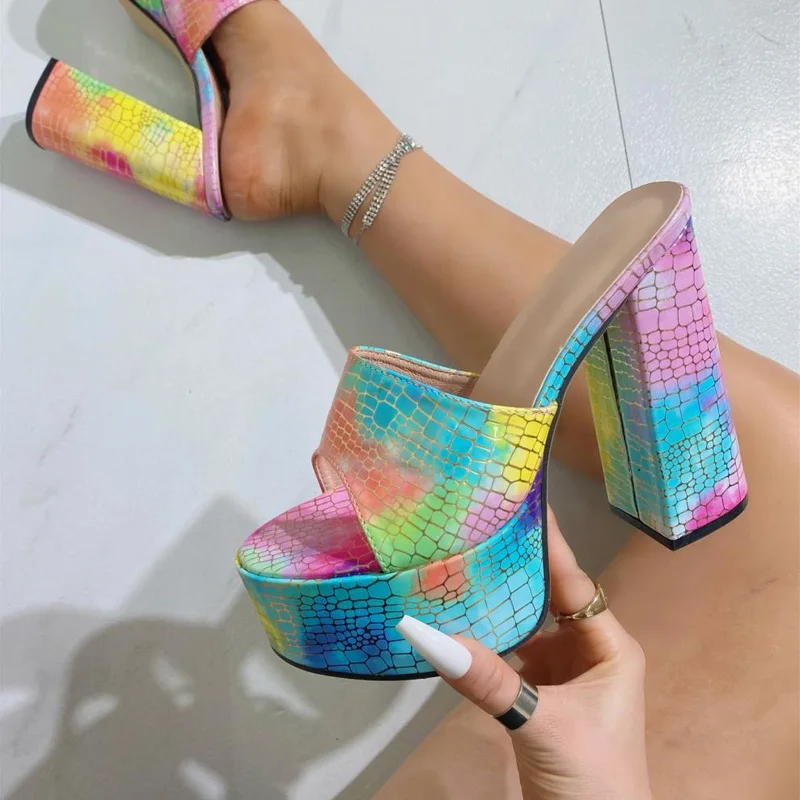 

Лето 2022, камуфляжные босоножки на платформе на толстом высоком каблуке, женская обувь на каблуке, женские уличные тапочки с открытым носком, sandalias mujer