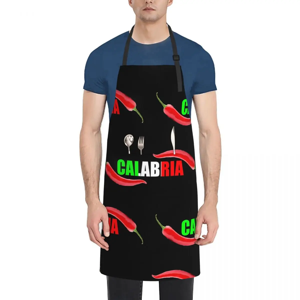 Calabria Peperoncino Design, Tricolore Italy Aprons Chef Cooking Cuisine Tablier Kitchen Cleaning Pinafore for Women Men