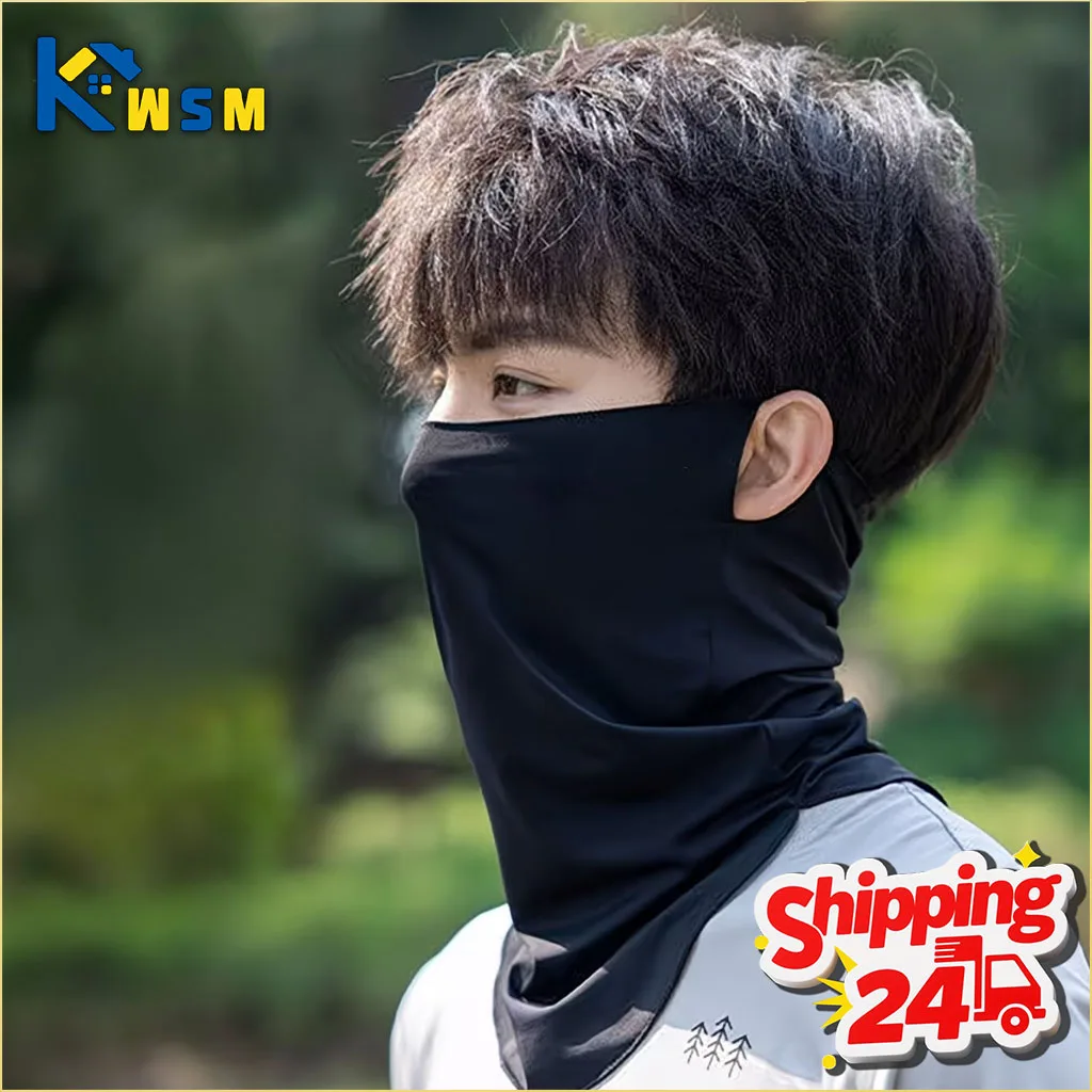 

Летняя солнцезащитная маска из ледяного шелка с защитой шеи и лица от УФ-излучения, с козырьком, для активного отдыха и велоспорта