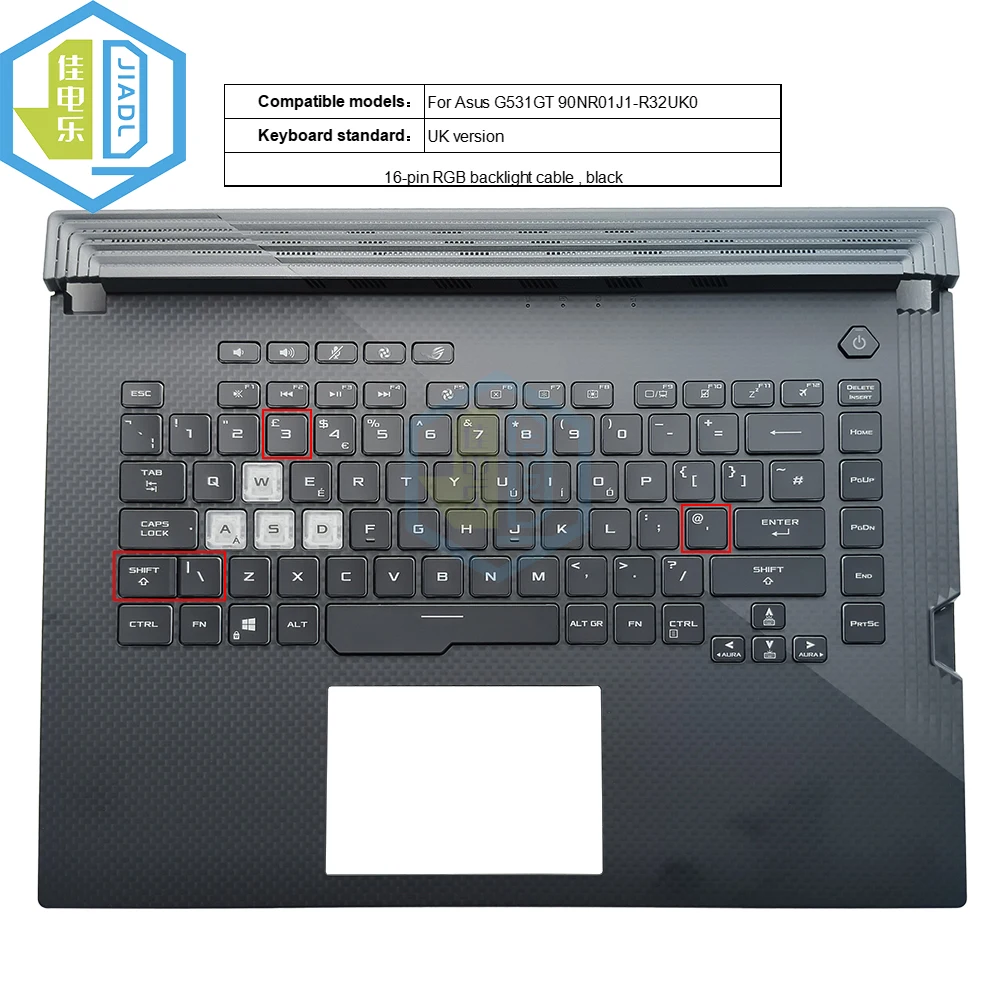 

New FR UK IT UA SP HU LA RGB 16pin backlight laptop keyboard Topcase Palmrest For Asus G531GU Laptop Keyboards C Shell