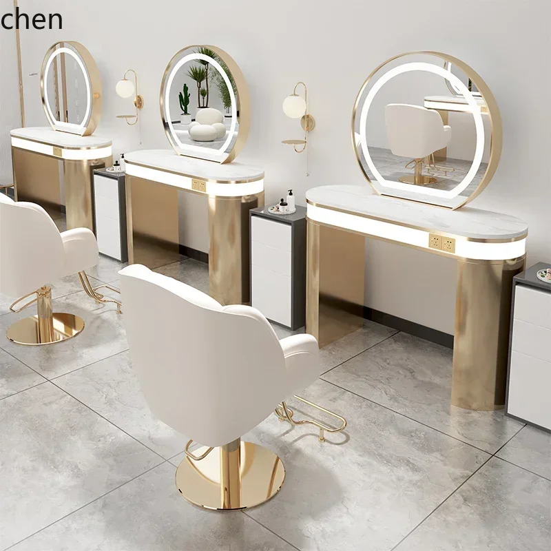 h27- barber shop mirror table hair cutting mirror perm and dyeing table  cabinet integrated hair salon special hair salon mirror