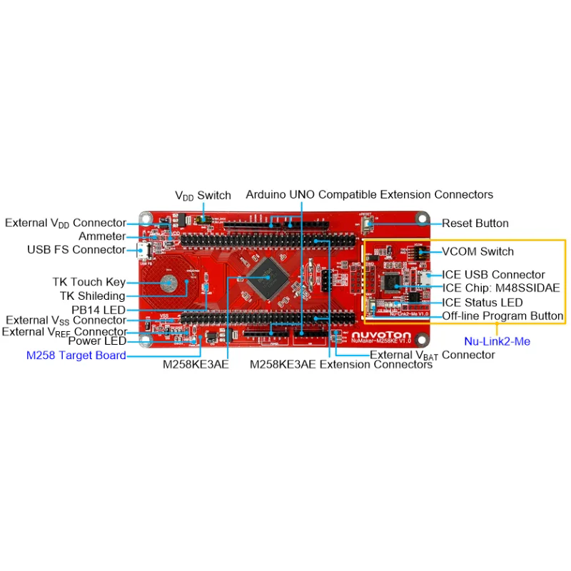 TopElec NuMaker-M258KE Development Board For ARM Cortex-M Embedded Development & Hardware Prototyping
