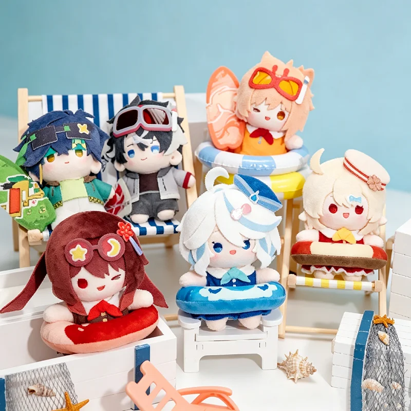 In Stock Genshin Midsummer Party Furina Klee Plush Keychain Doll Hu Tao Kinich Cute Collectible Toy Anime Peripheral Fans Gift