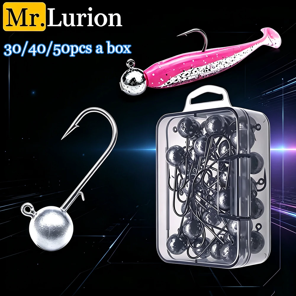 MrLurion 1g 2g 3g 4g -20g Fishing Rig Jig Head Hook for Bass Pike and Trout , Freshwater Soft Lure Fish Hook Crank Swimming Bait
