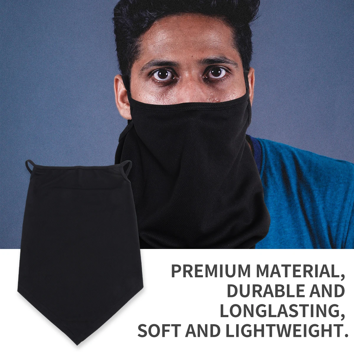 1Pcs Sunscreen Face Mask Solid Color Black Ear-Hanging Triangle Towel Outdoor Face Guard Cycling Riding Walking Travel Beach