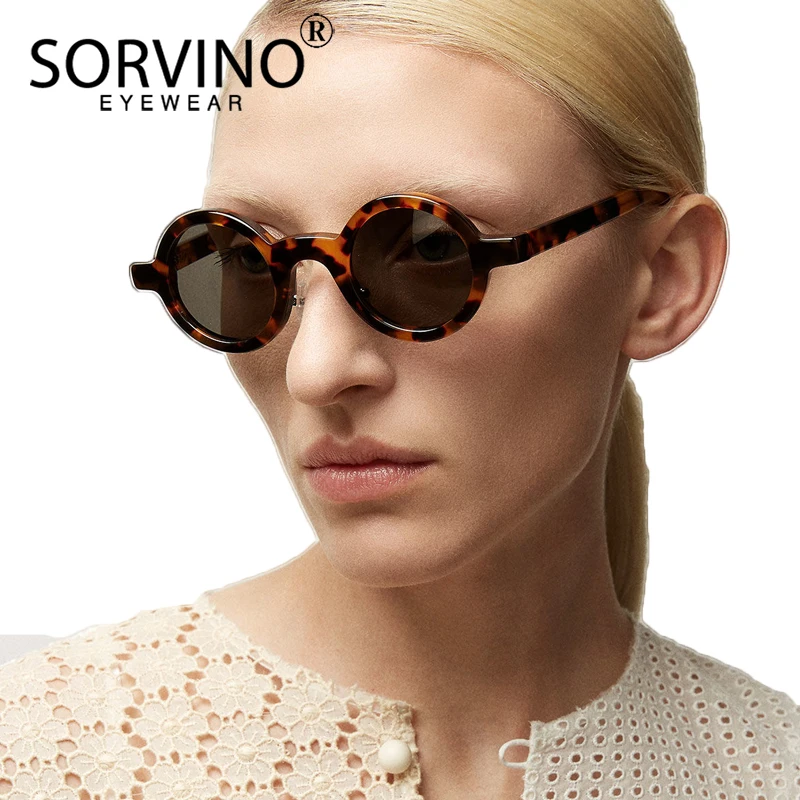 SORVINO Retro Small Red Round Sunglasses Brand Designer 2024 Women Unique Ladies Fashion Tiny Circle Sun Glasses Shades UV400