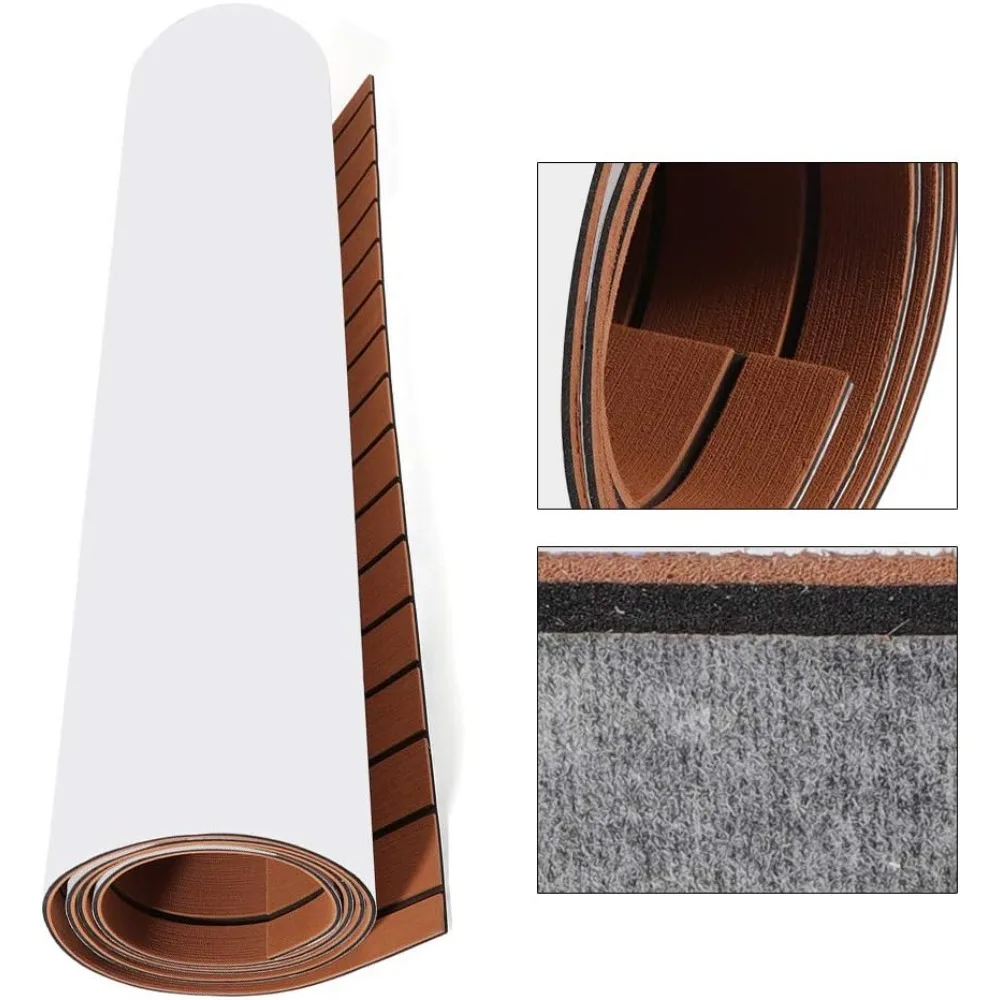 

Non-Slip Boat Flooring Decking Mat 35.4" X 94.5" EVA Foam Faux Teak Marine RV Flooring Fit for Boat Marine Yacht