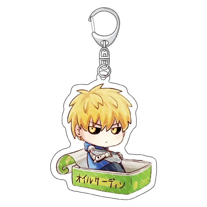 Saitama Genos Terrible Tornado Anime Keychain Acrylic Pendant Pendant Keychain Anime Accessories Cute Creative lanyard keychain