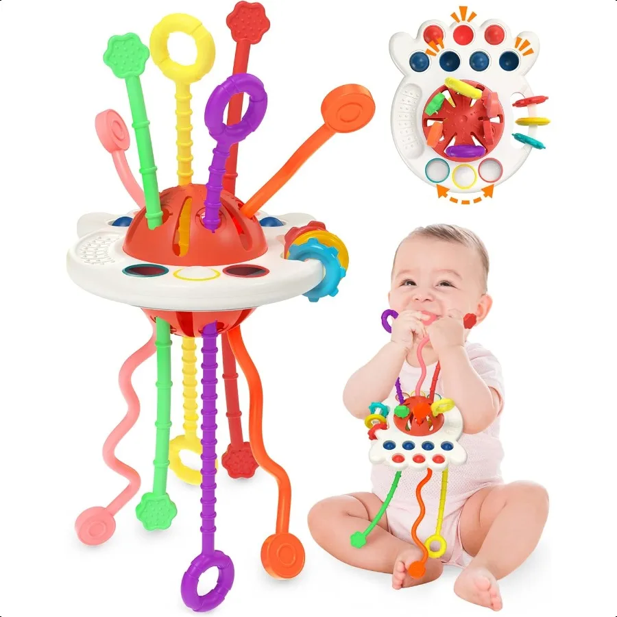 

Yetonamr Baby Sensory Montori Toys for 61218 Months Pull String Silicone Teething Toy Toddler Birthday Gift Travel Toy for 1 2