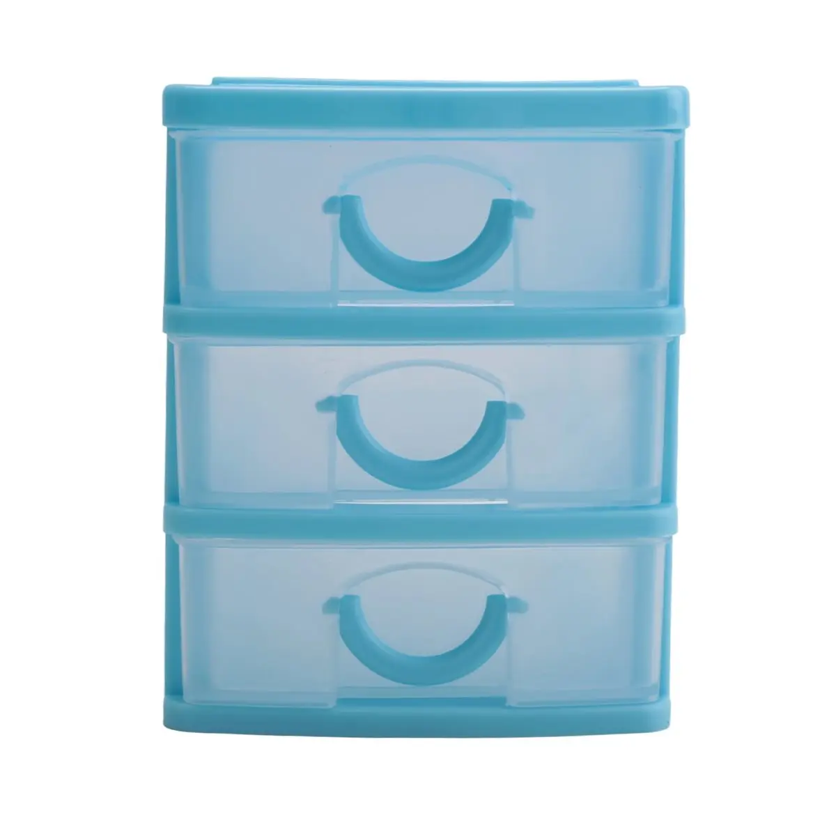 Mini translucent Drawer type plastic Storage Box（Blue 3 Layers） &LICG