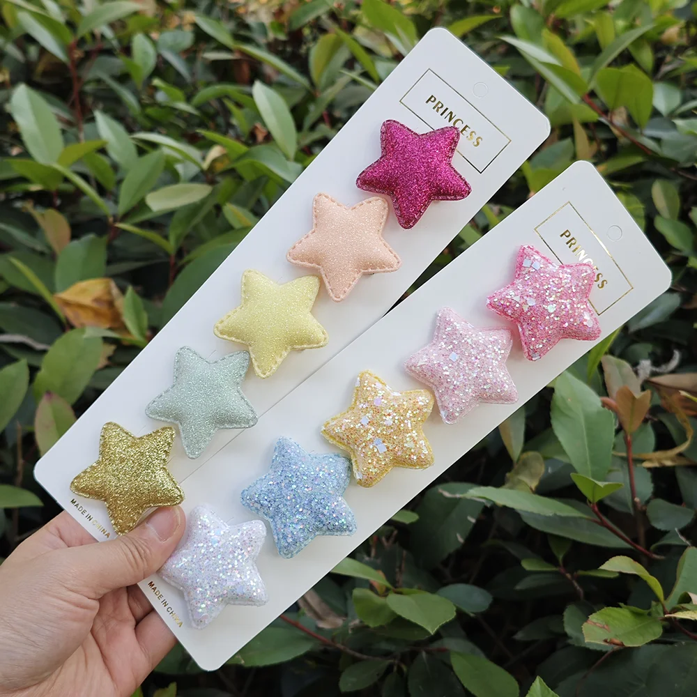 10pcs Cute Dog Hair Clips Pet Hairpin 9 Styles Star Shape Barrettes For Small Dog Puppy Hair Accessories Yorkshire Grooming Bows