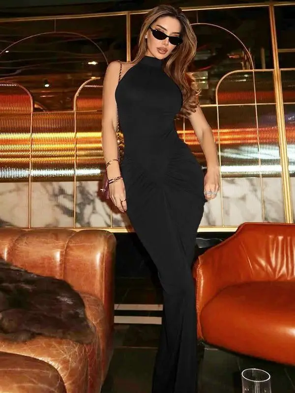 Fashionable Sleeveless Dress Women's New Arrival Back Zipper Pleated Summer Dress Korean Style Regular Fit Midi Dress