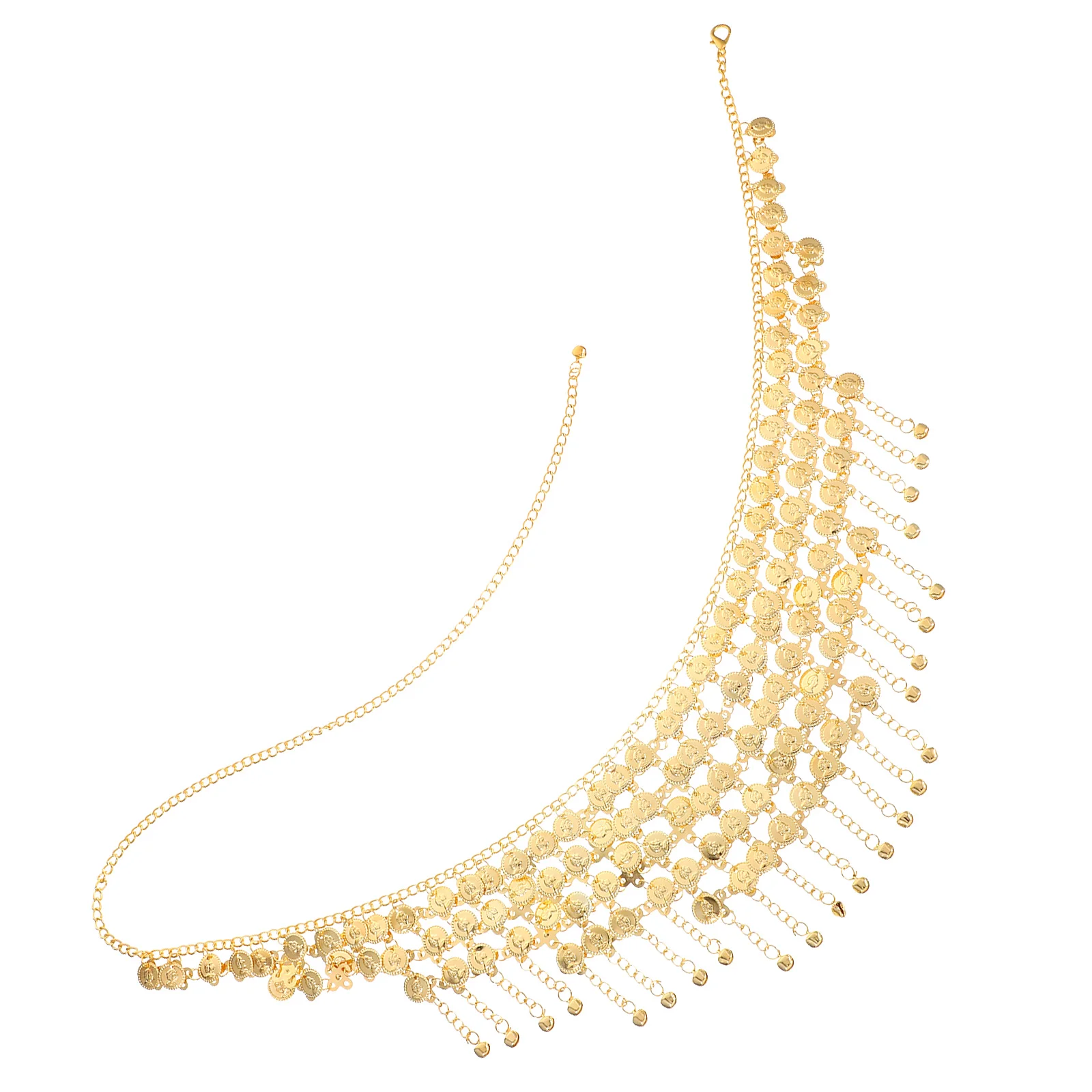 

Ethnic Waist Chain Tassel Coin Pendants Layered Metal Belt Body Chain Jewelry Belly Dance Festival Party Women