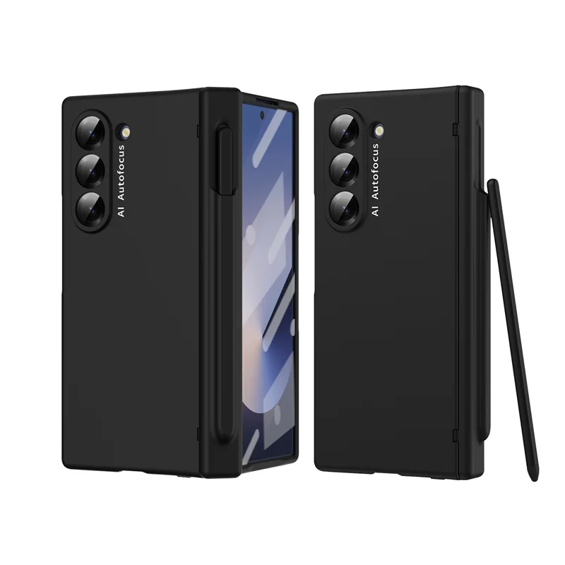 

With S Pen & Pen Holder Hinge Matte PC Fully Protection Phone Case For Samsung Galaxy Z Fold 4 5 5G Screen Protector Film Fold6