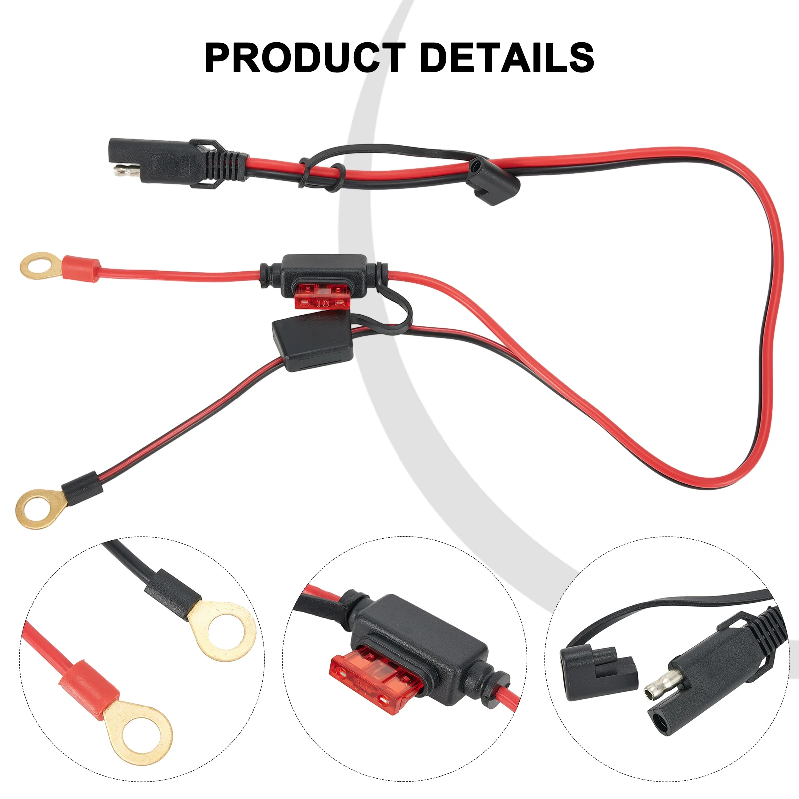 SAE Terminal Battery Power Cable Motorcycle Outdoor Gear Essentials 10A Fuse 12V 2 Feet Red/black SAE Connector