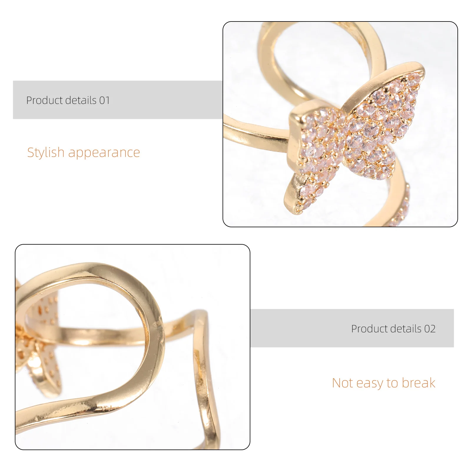 3 قطعة خواتم الأظافر للنساء الزركون البطانة مجوهرات الإصبع انفصال تألق اليد الجمال خواتم السيدات المألوف مجموعة كليب على #2