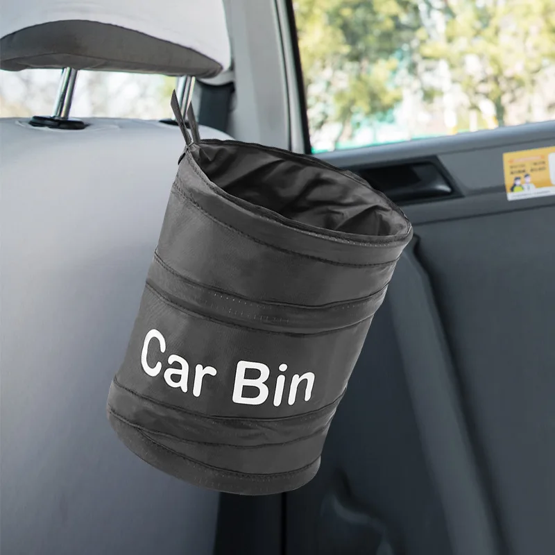 Portable foldable car trash bin, adhesive storage box for car seats, storage box, car spiral bin