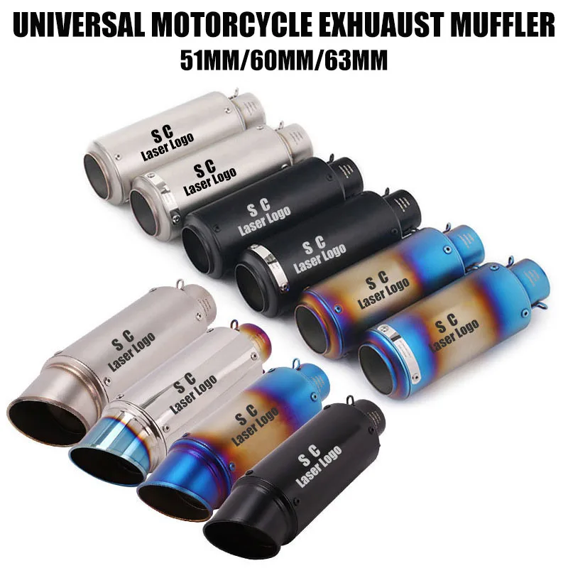 

51mm 60mm 63mm Universal sc Motorcycle Exhaust Muffler Escape for Motorcycle GP-project Pass-through Exhaust Modified Accessorie