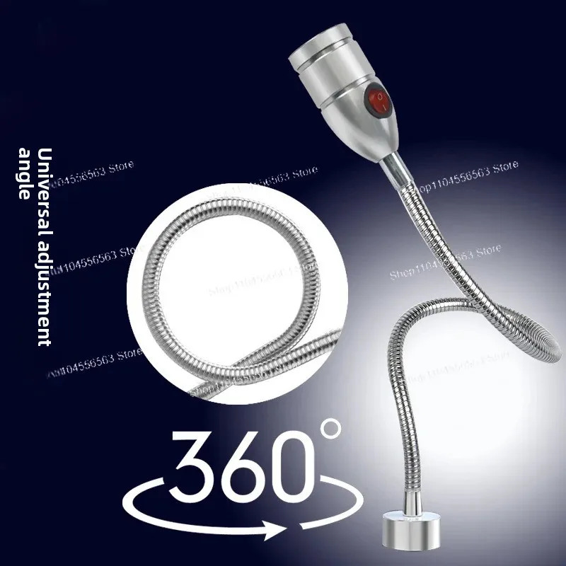 LED 24v Strong Magnetic Lighting Gooseneck Magnetic Seat Lathe Spotlight, Industrial Desk Lamp 220v