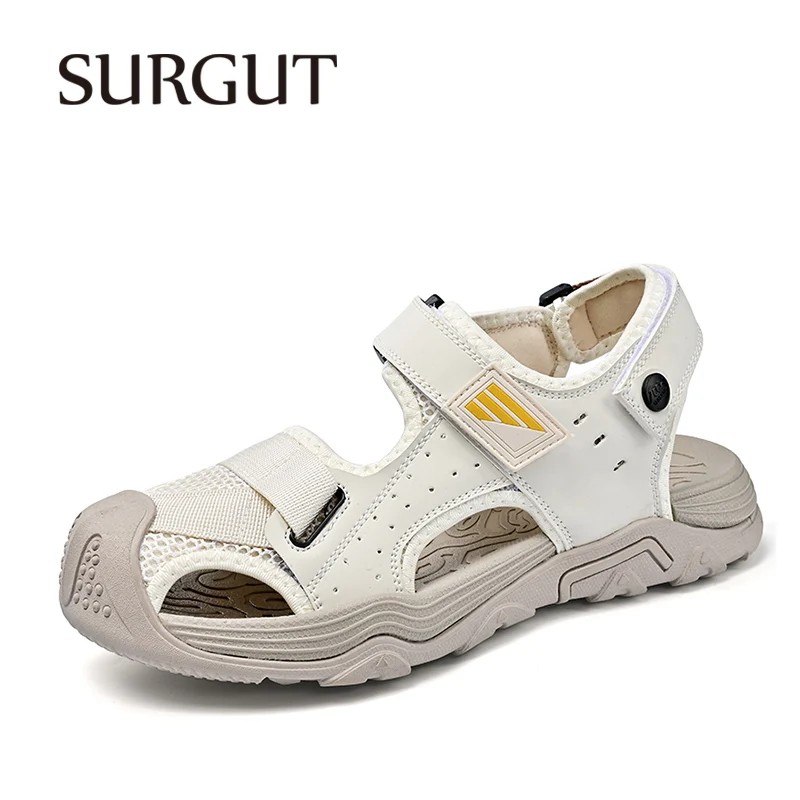 SURGUT Summer Men's Sandals Soft Comfortable Spandex Fabric Light Weight For Cross-Country Size 39-45