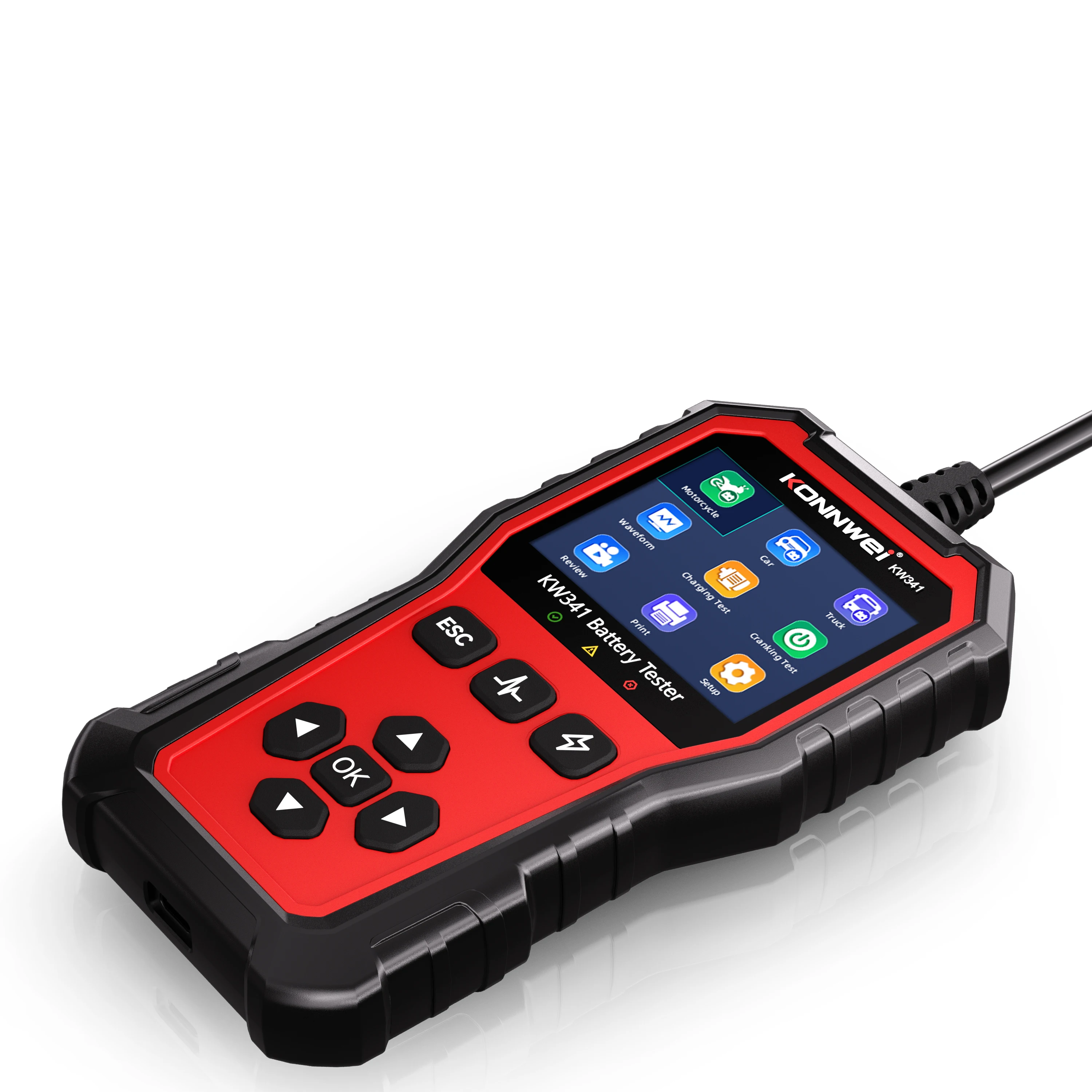 KONNWEI KW341 Car Battery Tester 6V12V 24V AMG GEL Battery Fault Data Printing Start Voltage Test Car Battery Charging Scan Tool - view 4